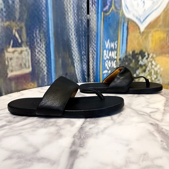 Marsèll Spanciata Leather Thong Sandals Pebbled Black Size 38 GUC - Picture 3 of 10
